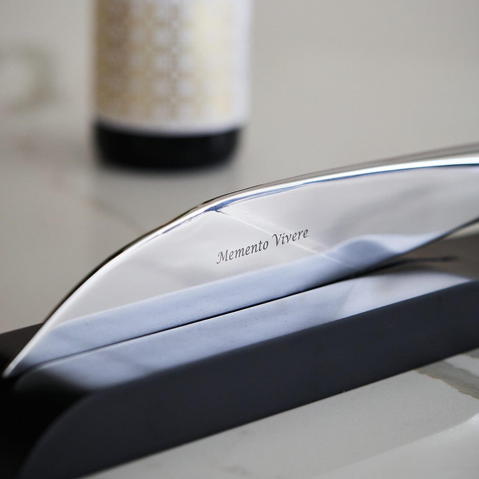 The SPLENDOUR Champagne Sabre by MOD LUXE – a personalised engraved champagne sabre elegantly displayed on its stand, highlighting superior craftsmanship, refined luxury presentation, and timeless appeal as an unforgettable personalised gift for champagne lovers and any occasion.