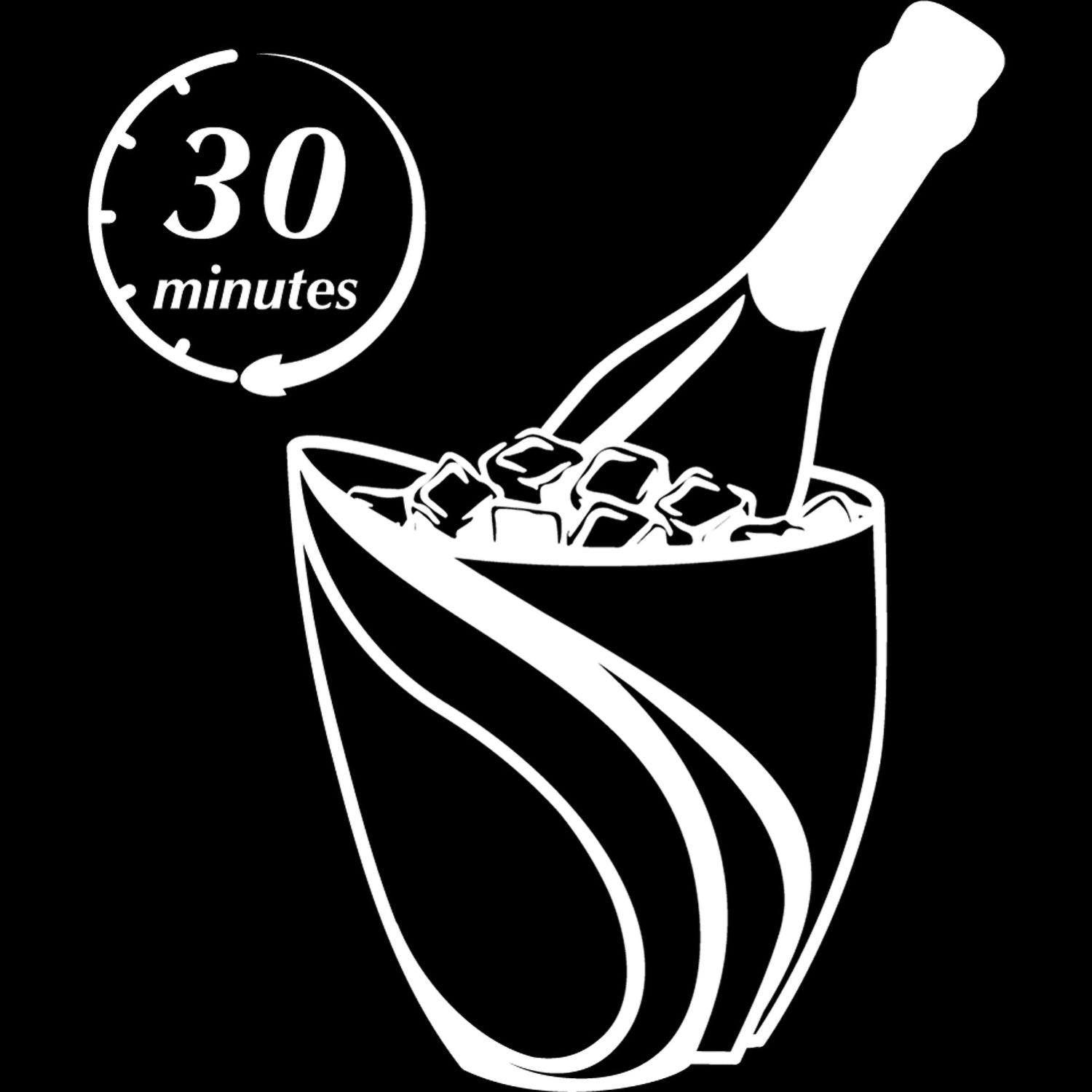 MOD LUXE icon of a hand-illustrated champagne bucket with a bottle chilling in ice, indicating proper champagne chilling for the art of sabrage guide.